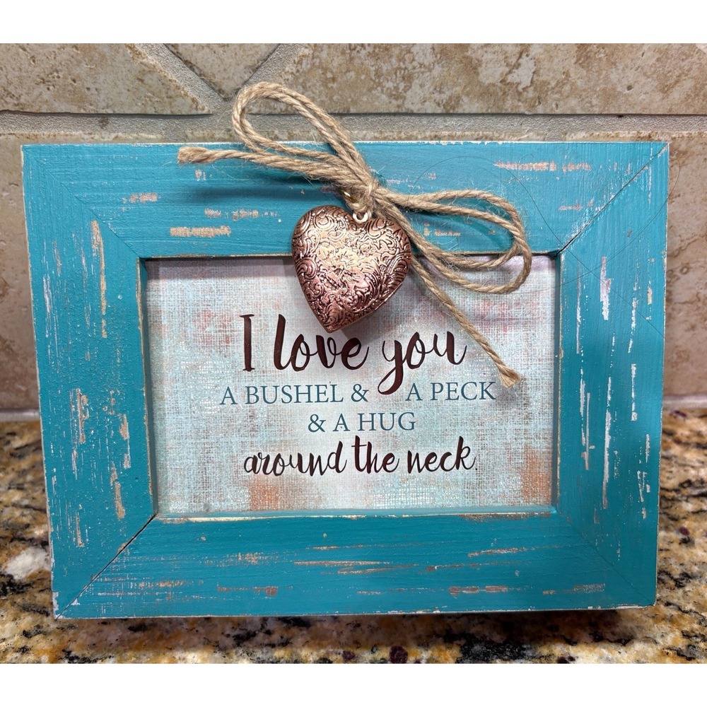 Cottage Garden I Love You a Bushel and a Peck Teal Wood Locket Jewelry Music ...